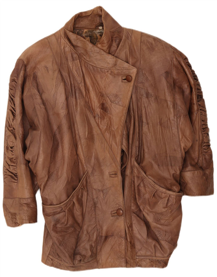 Vintage ženski preveliki kožni kaput EU 44 XL smeđi