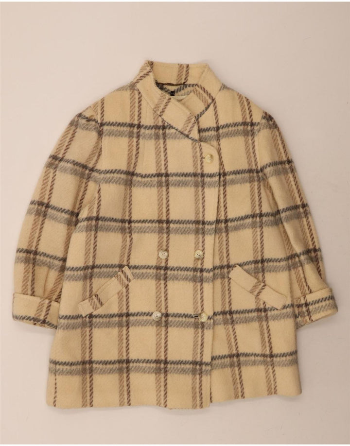 YOUR SIXTH SENSE Womens Double Breasted Coat EU 44 XL Beige Check Vintage Your Sixth Sense and Second-Hand Your Sixth Sense from Messina Hembry 