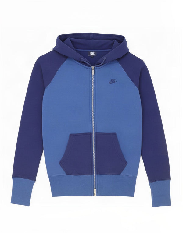 Nike Muški pulover s kapuljačom s patentnim zatvaračem UK 10 Small Blue Colourblock Cotton