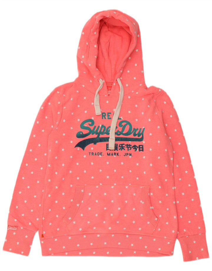 Superdry ženska majica s kapuljačom s kapuljačom UK 18 XL, ružičasti pamuk na točkice