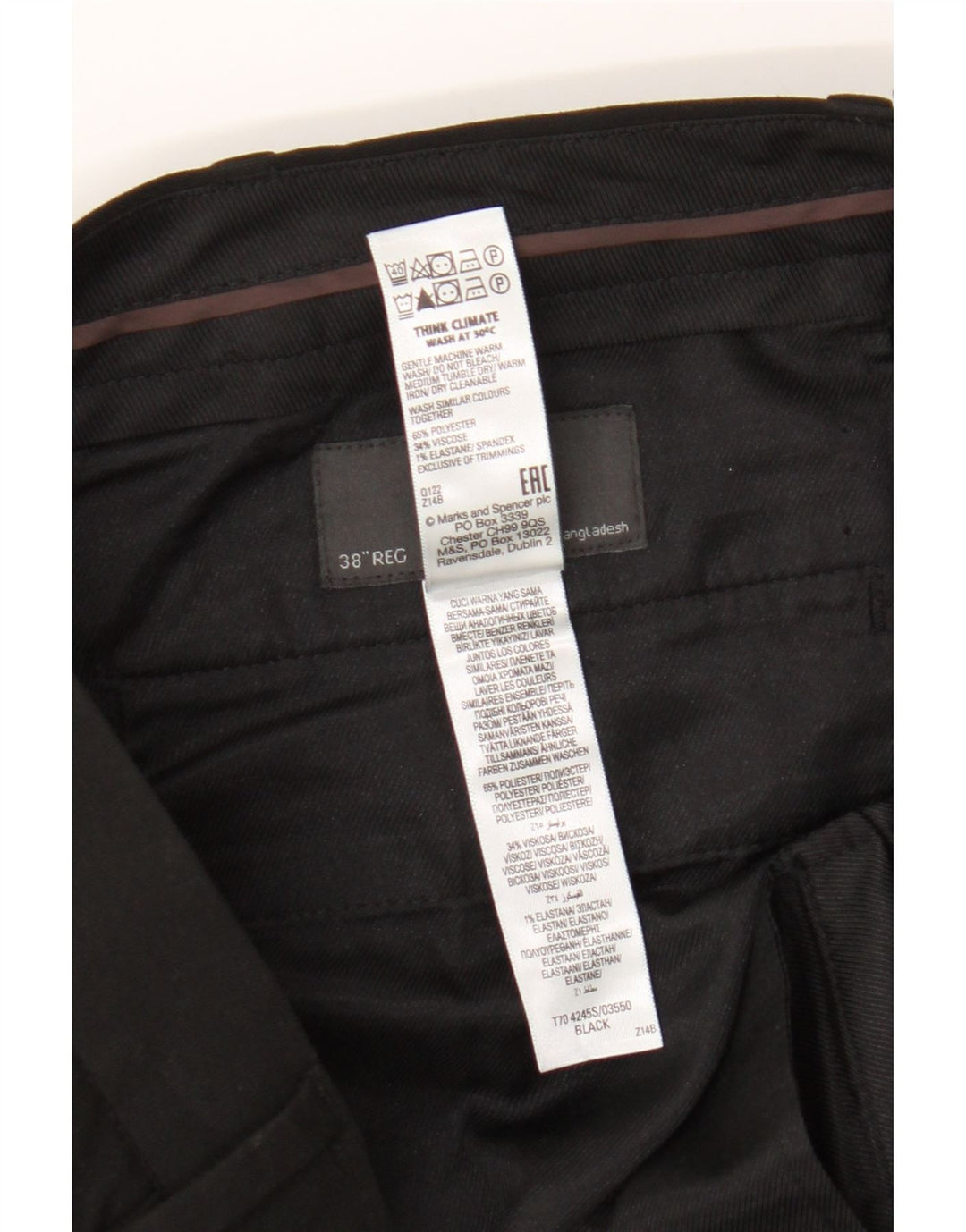 Marks & Spencer muške uske chino hlače W38 L31 crni poliester