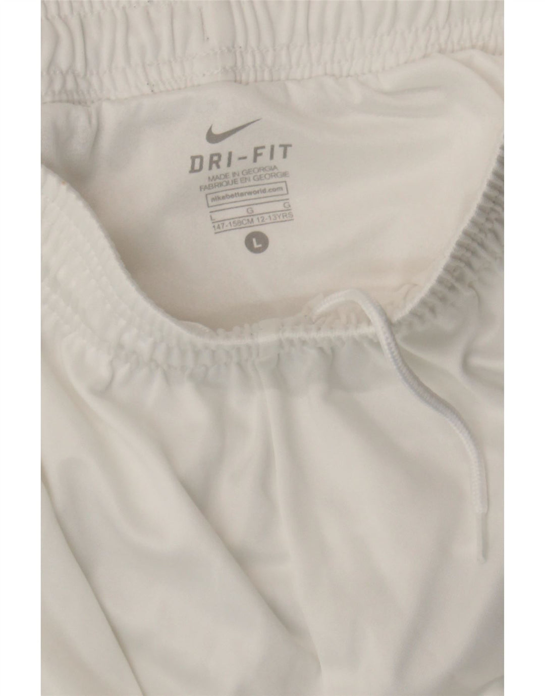 NIKE Boys Dri Fit Sport Shorts 12-13 Years Large White Polyester Vintage Nike and Second-Hand Nike from Messina Hembry 