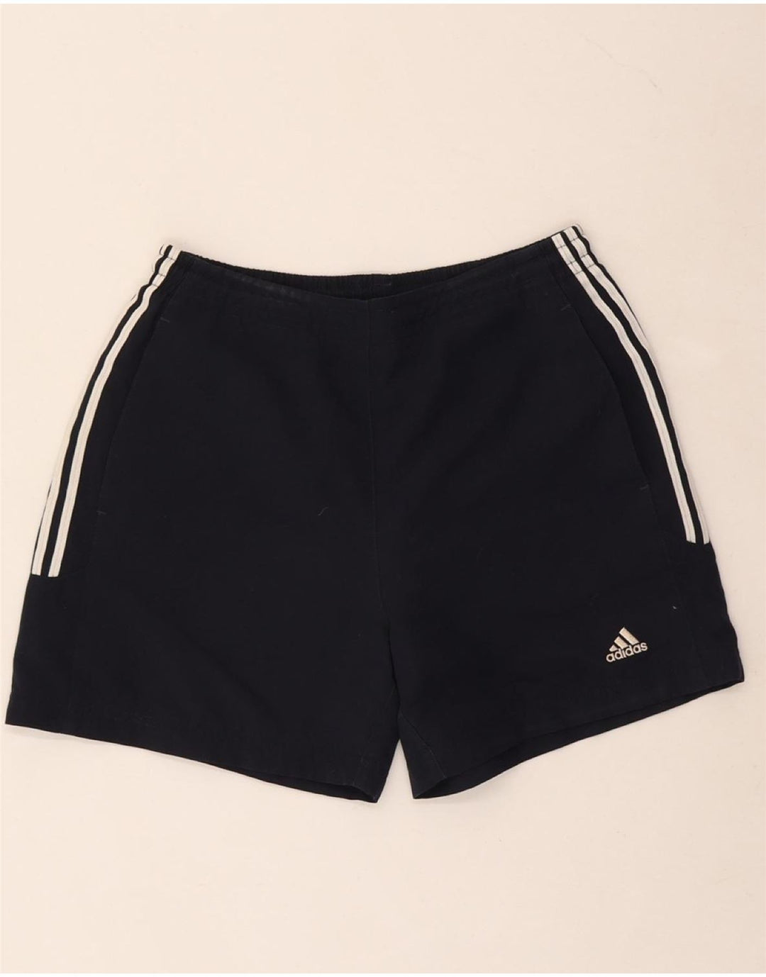 ADIDAS Womens Sport Shorts UK 10 Small Navy Blue Polyester