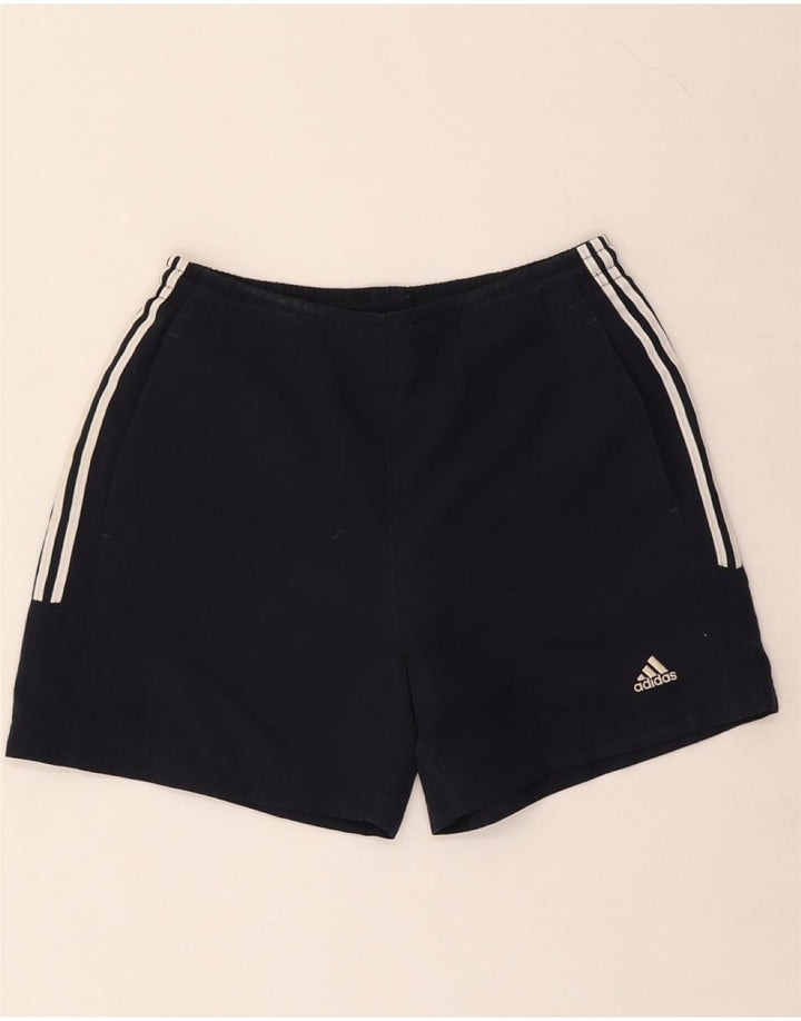 ADIDAS Womens Sport Shorts UK 10 Small Navy Blue Polyester