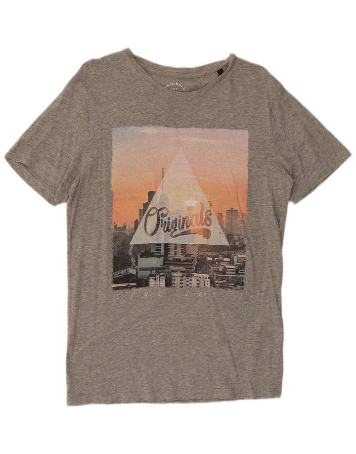 JACK & JONES Muška majica kratkih rukava s grafičkim motivima, veliki sivi flekasti pamuk