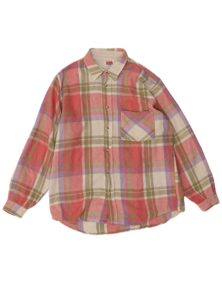 Vintage muška flanelska majica velikog ružičastog kariranog akrila
