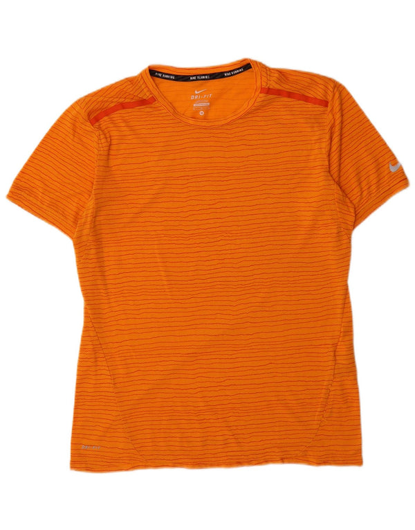 Nike Dri Fit T-Shirt Top srednje narančaste pruge od poliestera