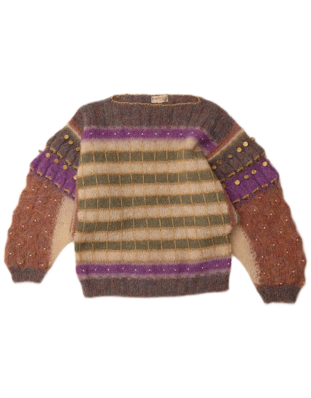 FIONA MACLEOD Ženski džemper s veznim izrezom UK 14 srednje raznobojni