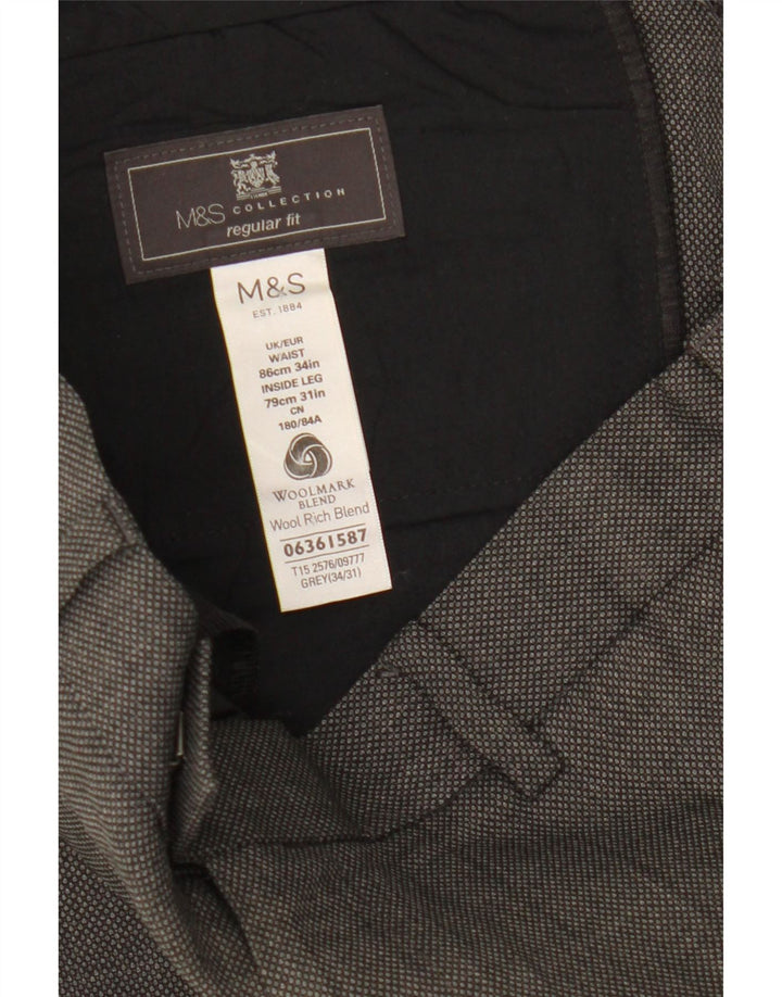 Marks & Spencer muške hlače standardnog kroja W34 L31 Siva vuna