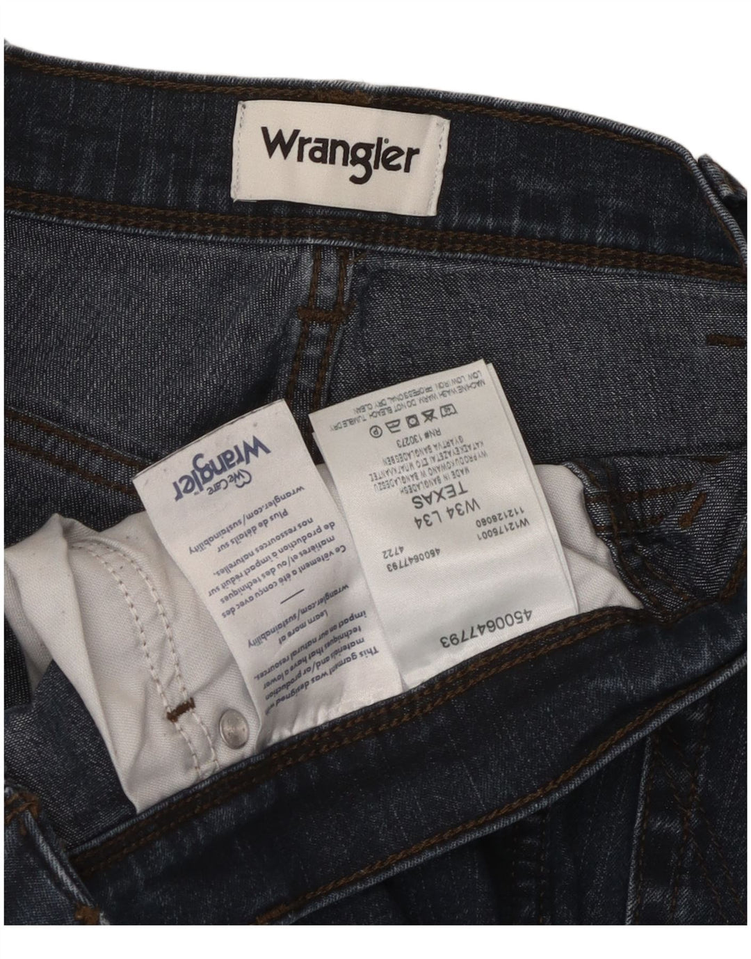 Wrangler muške teksaške ravne traperice W34 L34 plavi pamuk