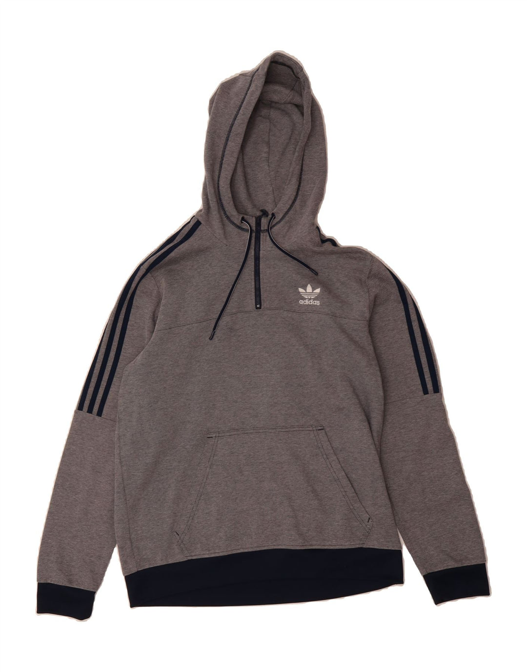 ADIDAS Mens Zip Neck Hoodie Jumper Medium Grey Polyester Vintage Adidas and Second-Hand Adidas from Messina Hembry 