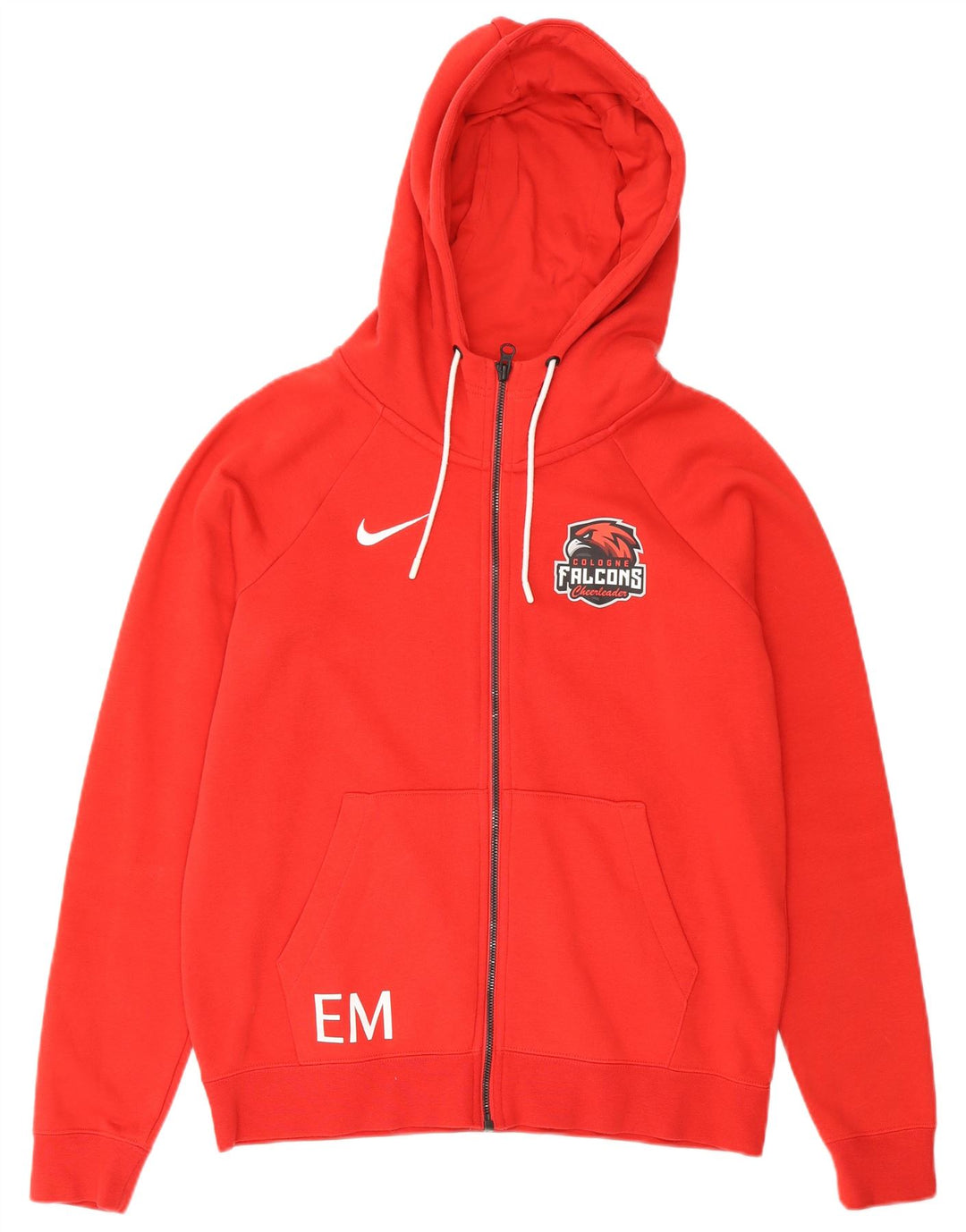 NIKE Mens Graphic Zip Hoodie Sweater Small Red Cotton