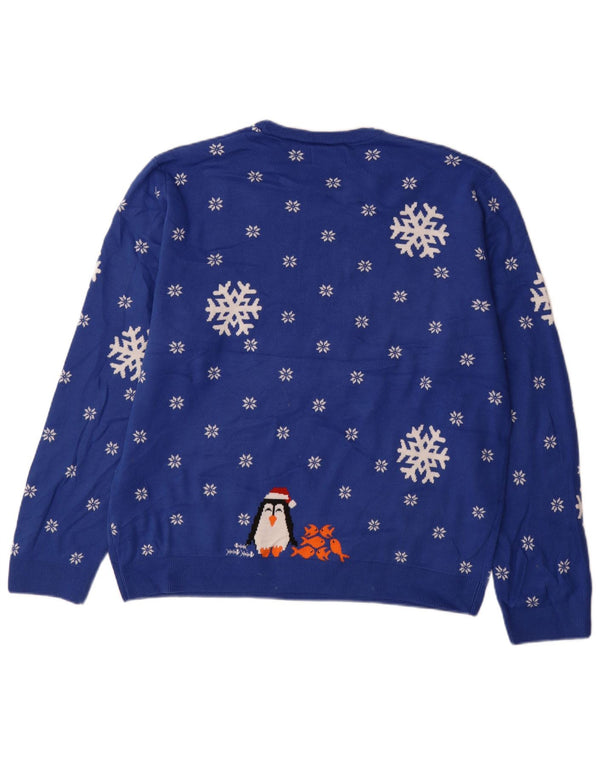 Marks & Spencer muški pulover s okruglim izrezom XL plavi Fair Isle akril