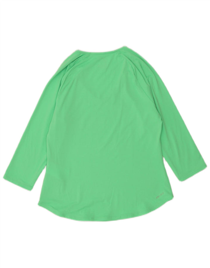 Nike Ženska Dri Fit Top majica s 3/4 rukavima UK 12 Srednje zeleni poliester