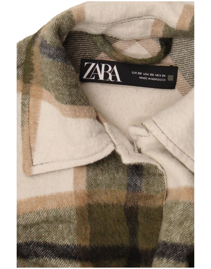 Zara ženska prekomjerna jakna UK 6 XS kaki karirana