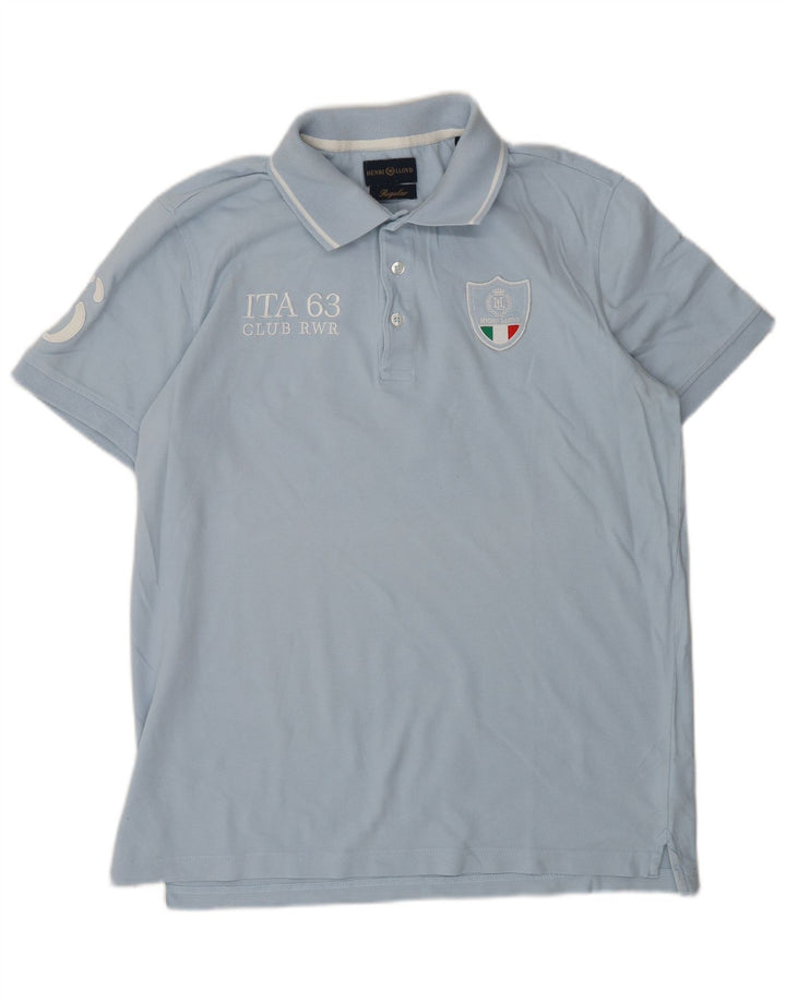 HENRI LLOYD Mens Regular Graphic Polo Shirt Medium Blue Cotton