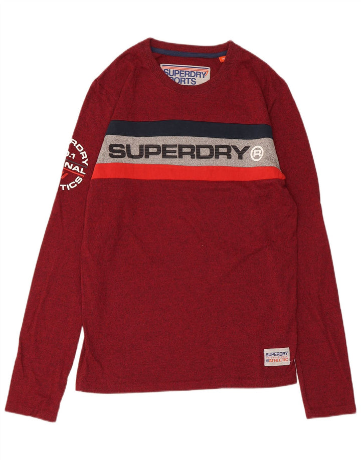 SUPERDRY muška majica dugih rukava s grafikama, mali kestenjasti pamuk s pjegama