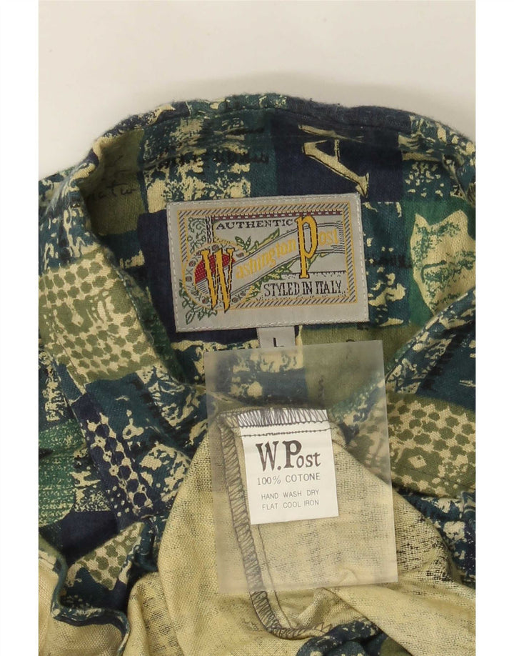 Vintage muška košulja, veliki zeleni patchwork pamuk