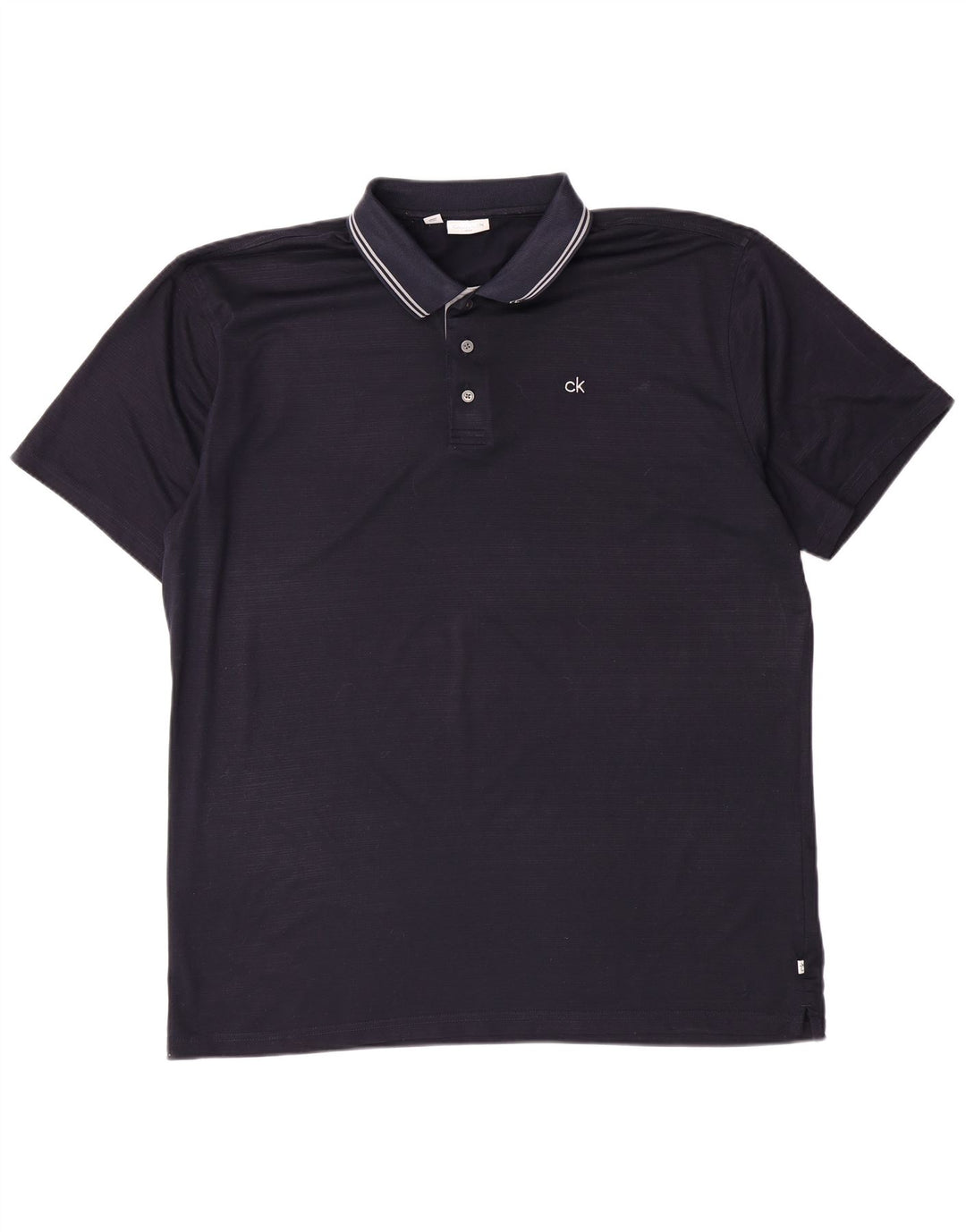CALVIN KLEIN Mens Polo Shirt 2XL Navy Blue Polyester