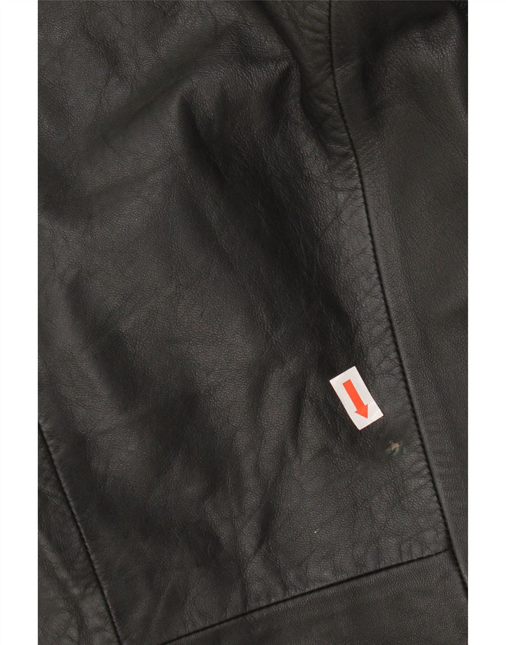 Vintage ženska kožna jakna s jednim gumbom UK 12 Srednja crna koža