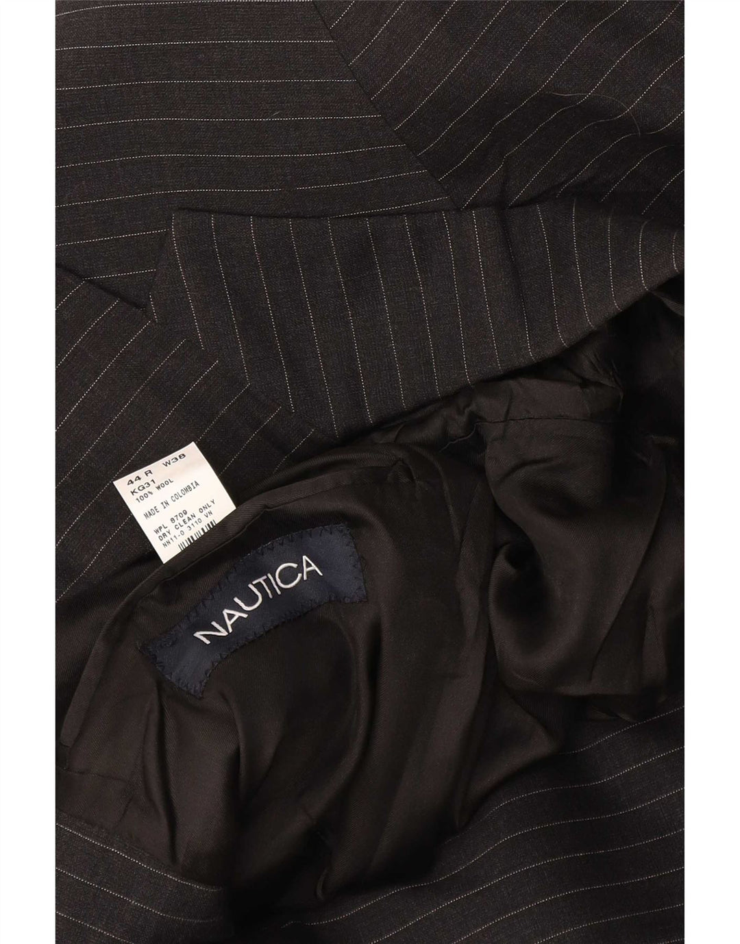 Nautica muška jakna sa 3 gumba UK 44 2XL crna vunena prugasta jakna