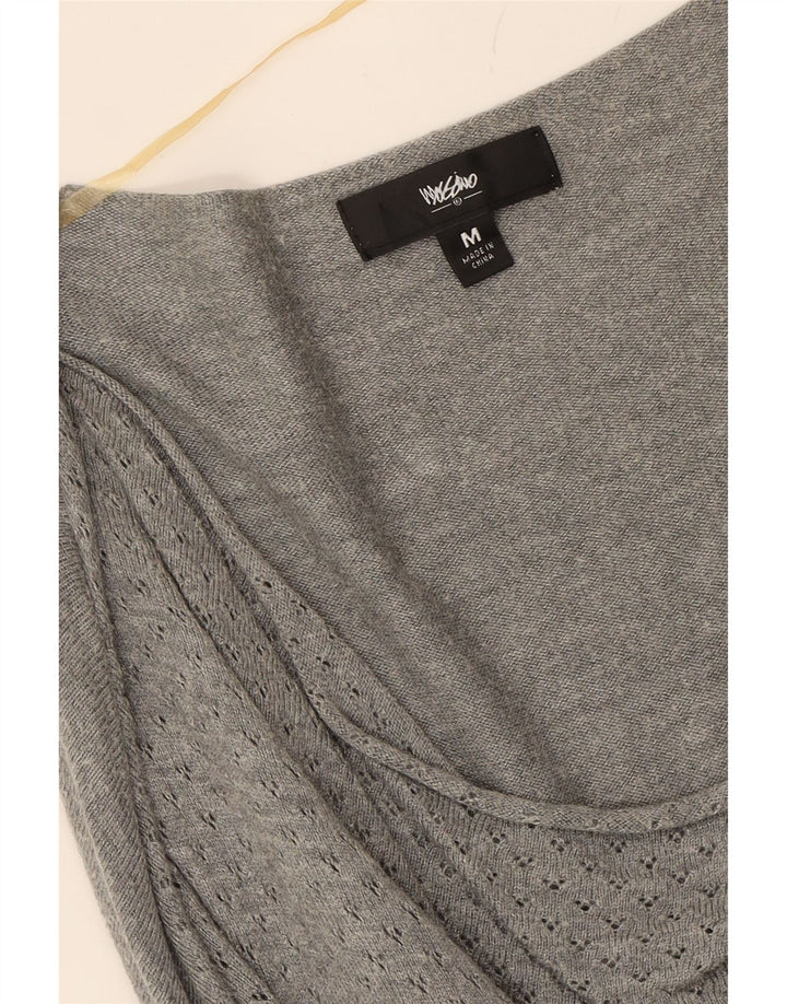 MOSSIMO Womens Boat Neck Jumper Sweater UK 12 Medium Grey Nylon Vintage Mossimo and Second-Hand Mossimo from Messina Hembry 