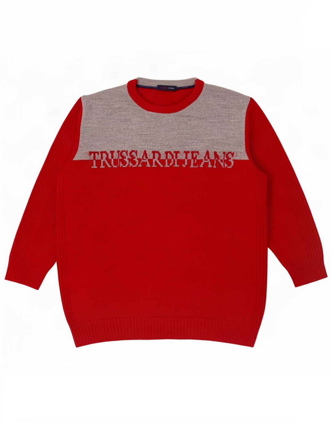 Trussardi Jeans muški džemper s okruglim izrezom srednje crvene boje