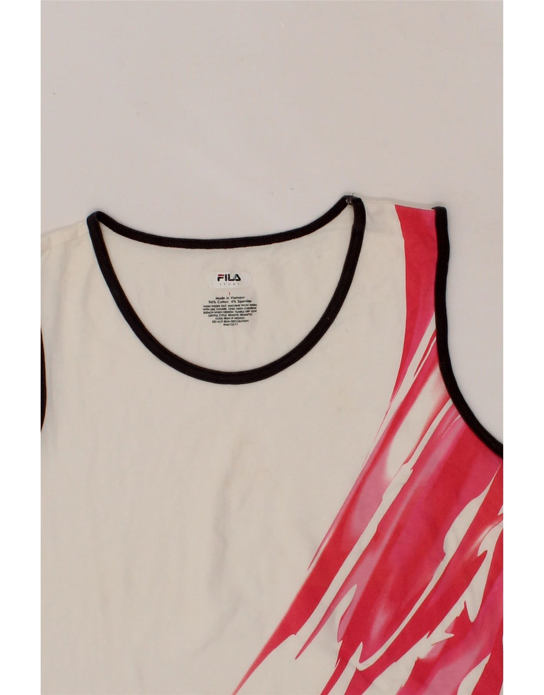 FILA Womens Graphic Vest Top UK 16 Large White Cotton Vintage Fila and Second-Hand Fila from Messina Hembry 