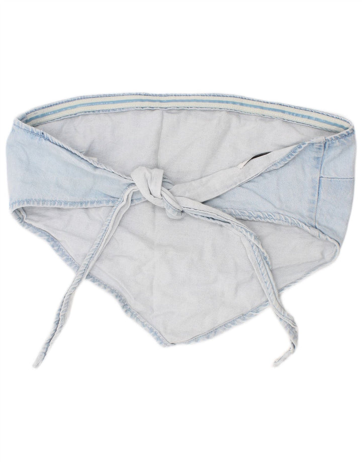 Zara ženski crop top od trapera srednje plave boje