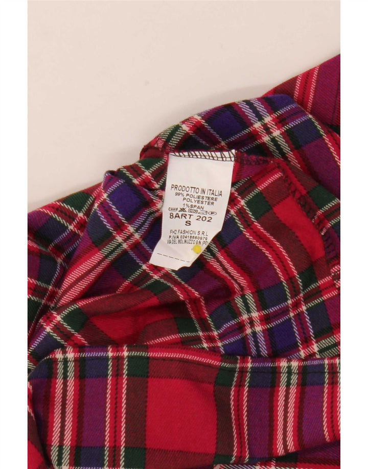 Vintage ženska mini plisirana suknja mala W25 crveni karirani poliester