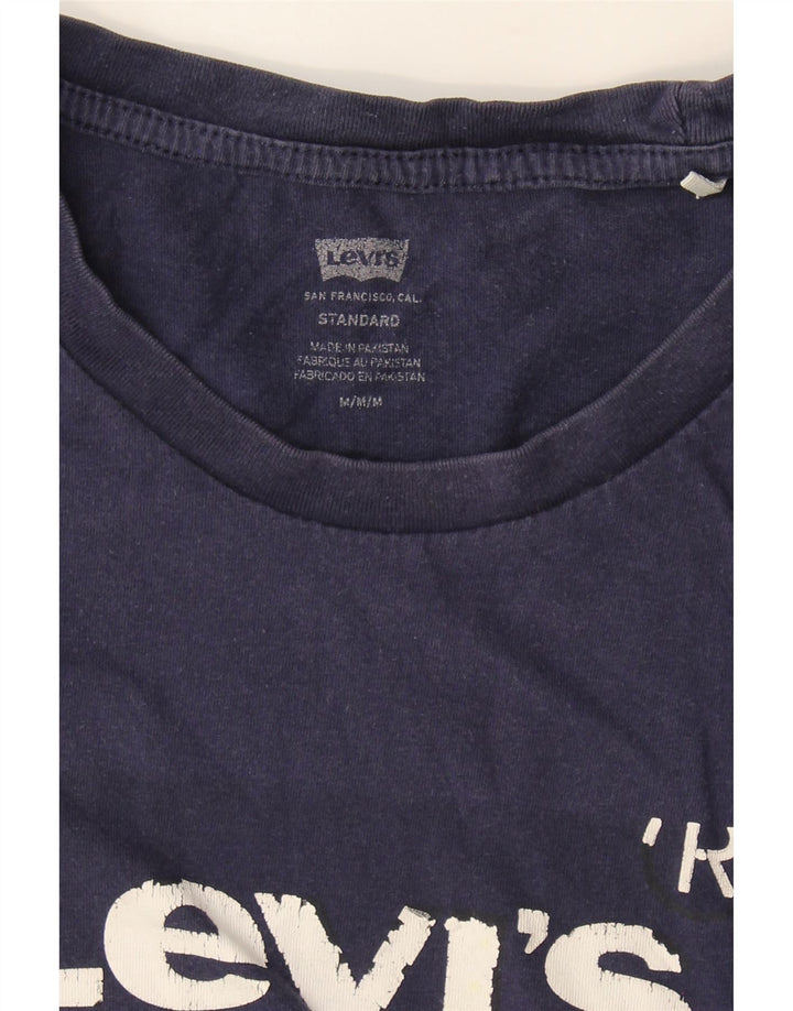 LEVI'S Mens Standard Graphic T-Shirt Top Medium Navy Blue Cotton Vintage Levi's and Second-Hand Levi's from Messina Hembry 