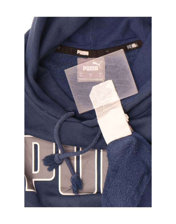 PUMA Mens Graphic Hoodie Jumper Medium Navy Blue Cotton