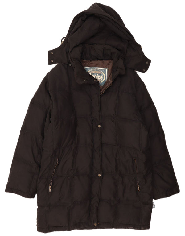 VINTAGE ženski podstavljeni kaput s kapuljačom EU 50 2XL crni poliamid