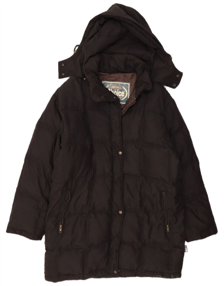 VINTAGE ženski podstavljeni kaput s kapuljačom EU 50 2XL crni poliamid