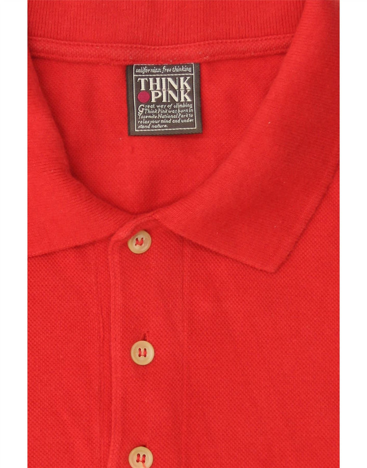 THINK PINK Mens Polo Shirt Large Red Cotton Vintage Think Pink and Second-Hand Think Pink from Messina Hembry 