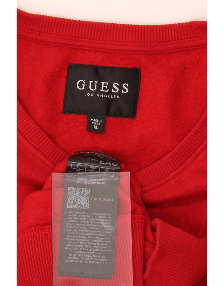 GUESS Mens Graphic Sweatshirt Jumper XL Red Cotton Vintage Guess and Second-Hand Guess from Messina Hembry 