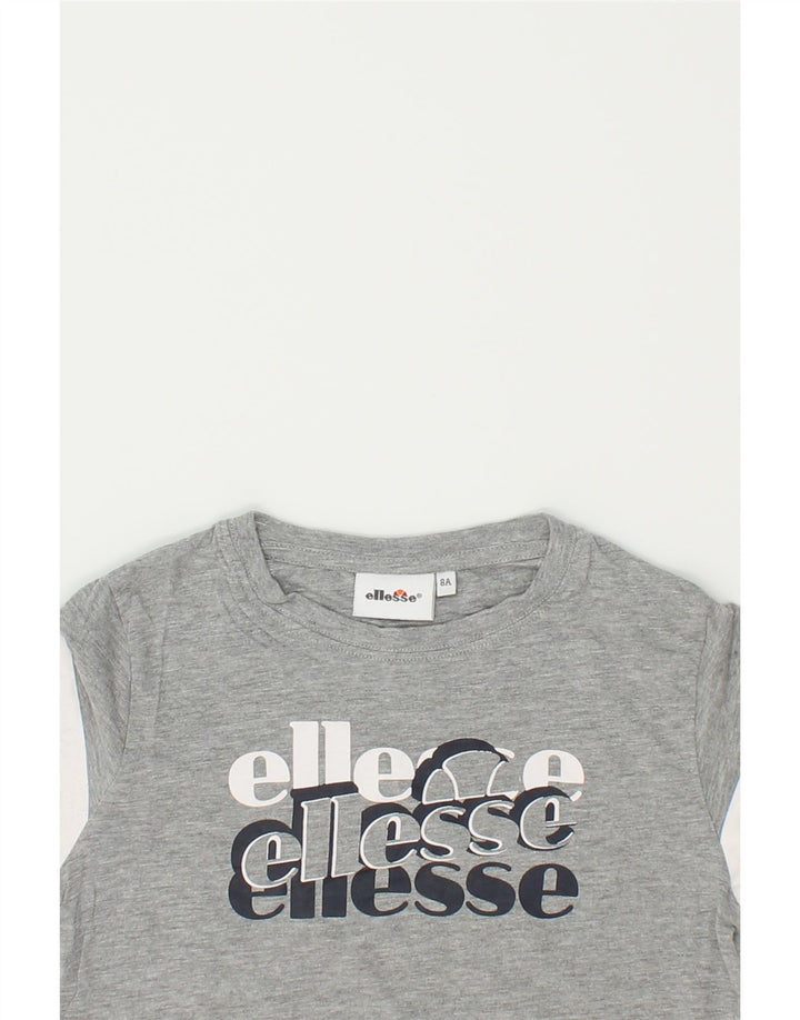 ELLESSE Boys Graphic T-Shirt Top 7-8 Years Grey Cotton | Vintage Ellesse | Thrift | Second-Hand Ellesse | Used Clothing | Messina Hembry 