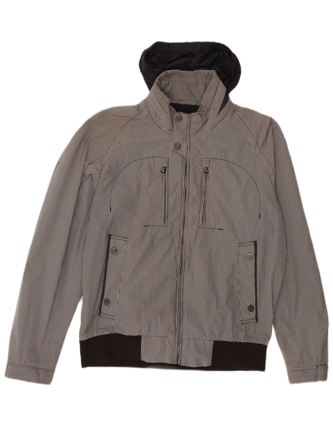 Hugo Boss muška bomber jakna s kapuljačom EU 50 veliki crni gingham poliester