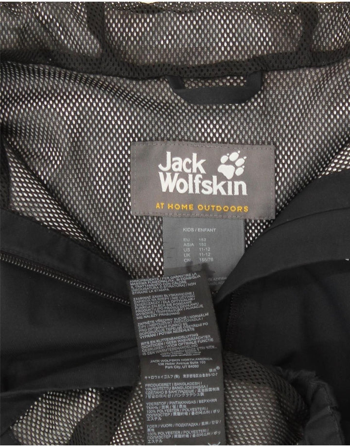 Jack Wolfskin Kišna jakna s kapuljačom za dječake 11-12 godina crna od poliestera