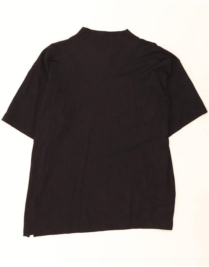 VINTAGE Mens T-Shirt Top Large  Black Polyester Vintage Vintage and Second-Hand Vintage from Messina Hembry 