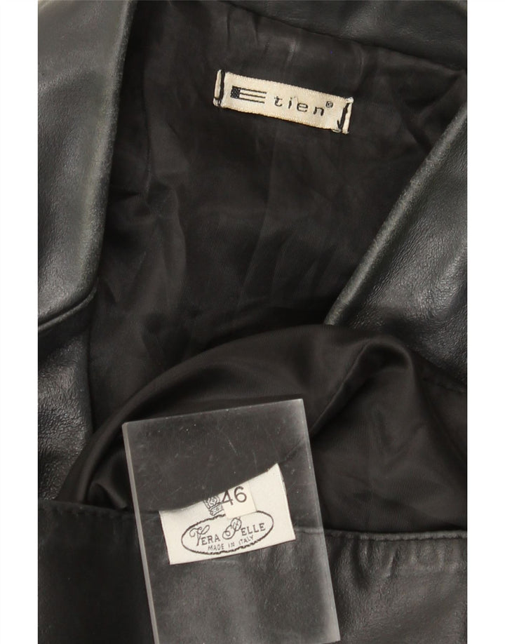 VINTAGE ženski kožni kaput IT 46 Veliki crni kožni