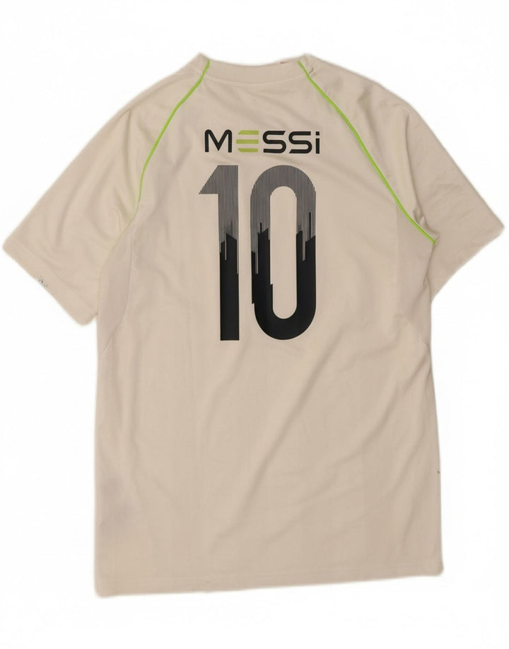 ADIDAS Boys MESSI Graphic T-Shirt Top 15-16 Years White Polyester