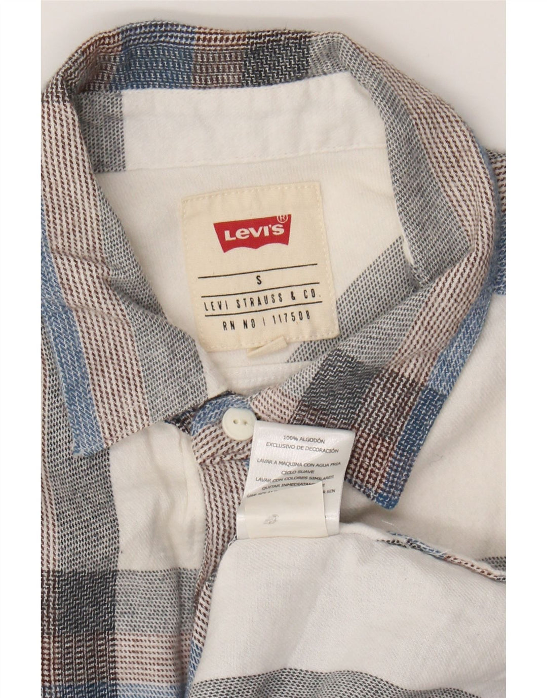 LEVI'S Mens Flannel Shirt Small Multicoloured Check Cotton