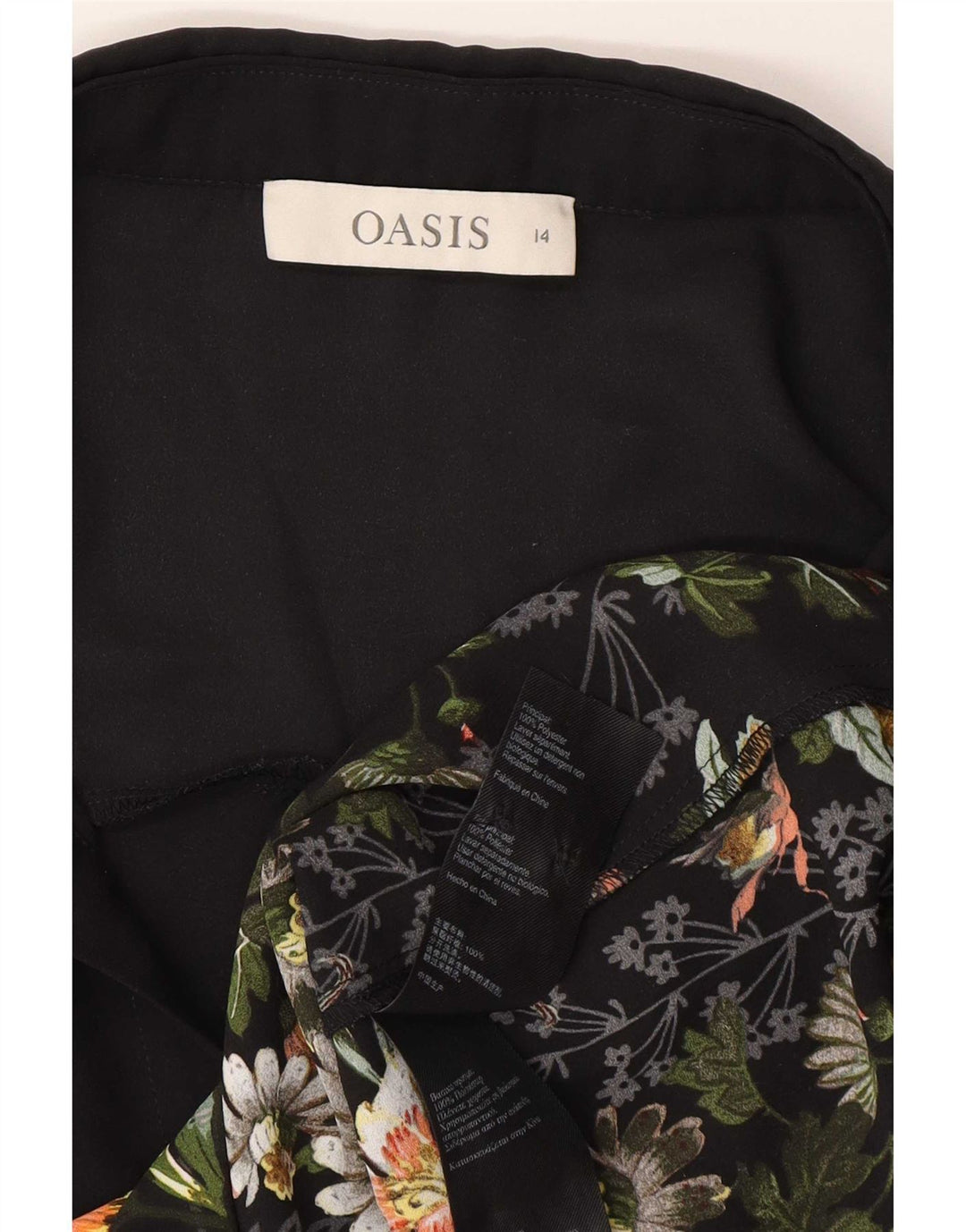 Ženska vojna košulja Oasis UK 14 Srednji crni cvjetni poliester