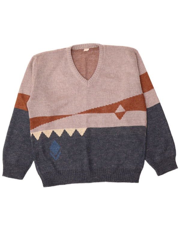 Vintage muški džemper s V-izrezom IT 56 XL tamnoplave boje