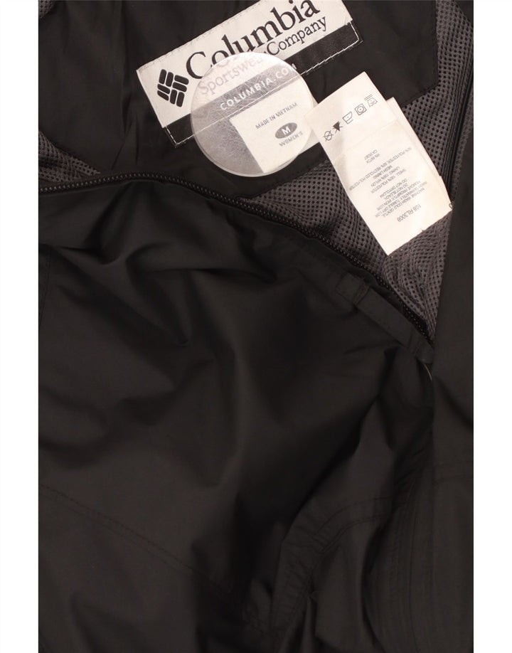 COLUMBIA Womens Hooded Raincoat UK 14 Medium Black Polyester