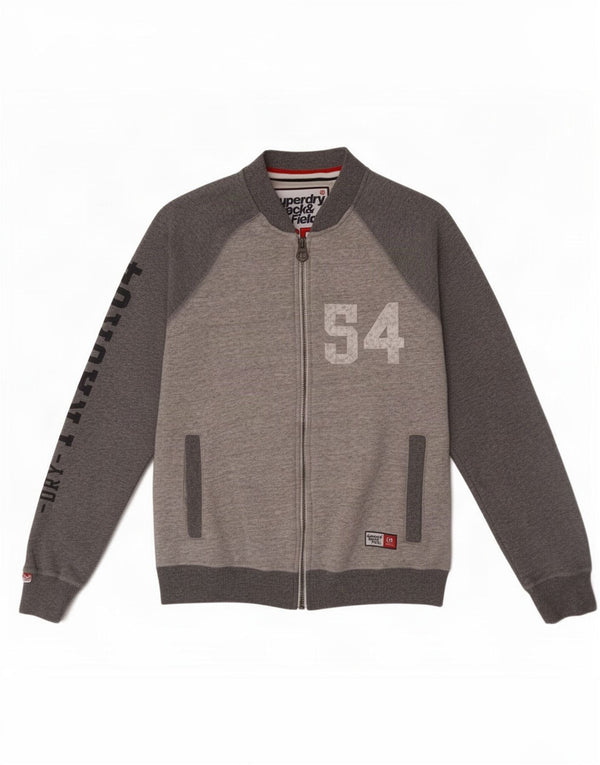 Superdry Mens Graphic Tracksuit Top Jacket Large Grey Colourblock Cotton