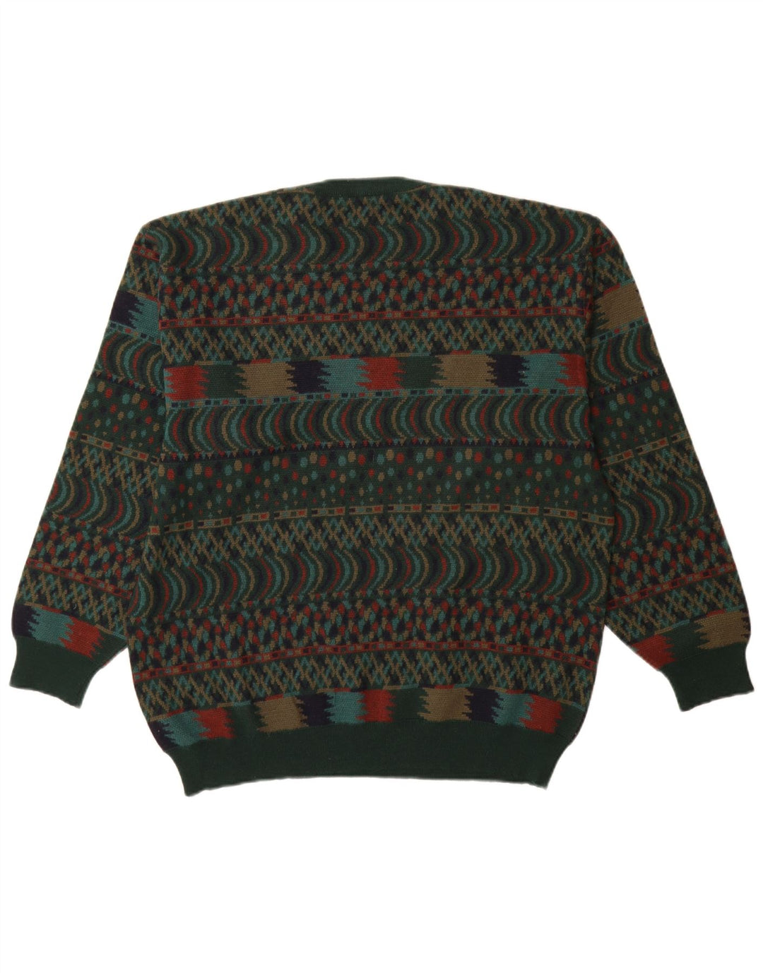 VINTAGE muški džemper s okruglim izrezom IT 54 XL Green Fair Isle vuna