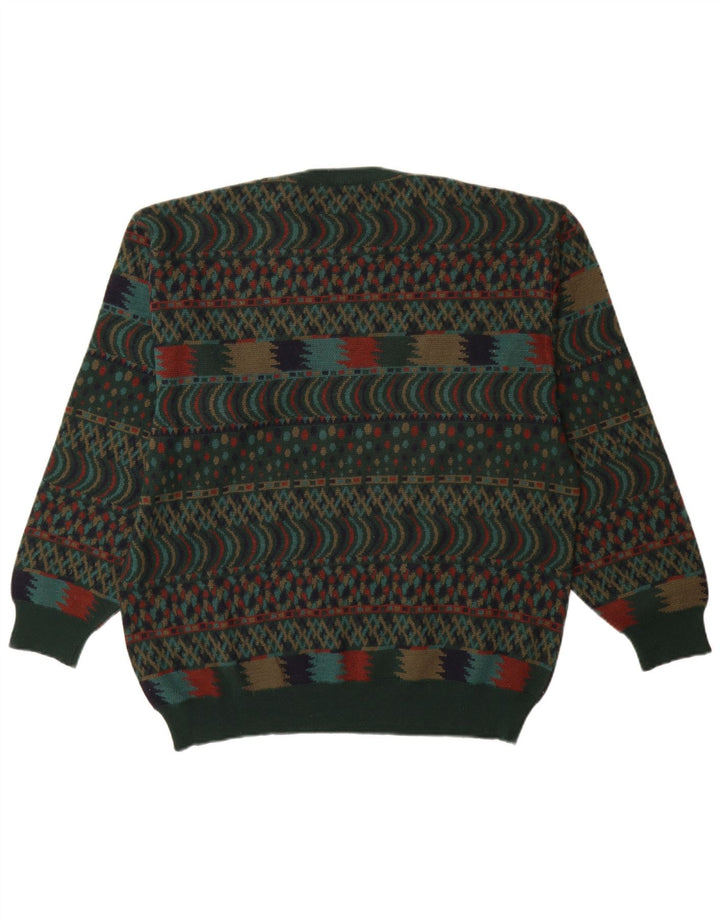 VINTAGE muški džemper s okruglim izrezom IT 54 XL Green Fair Isle vuna