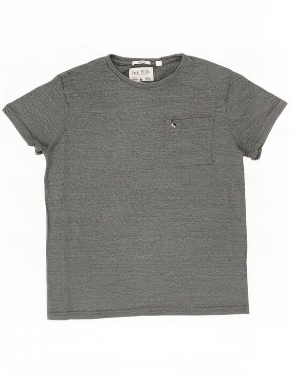 Jack Wills Muška majica kratkih rukava uskog kroja XL, sivi flekasti pamuk